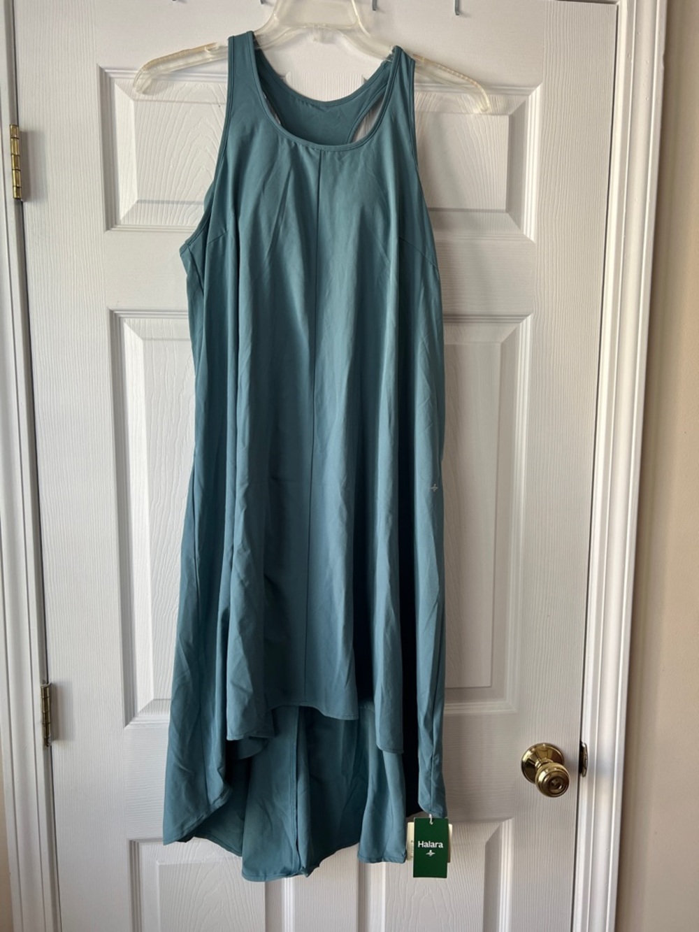 HALARA Teal High-Low Tank Dress